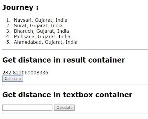 jQuery Distance Calculator